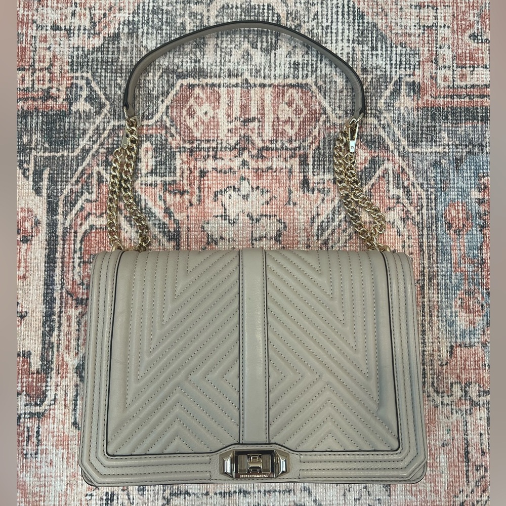 Geo Quilted Jumbo Love Crossbody in Khaki | Rebecca Minkoff